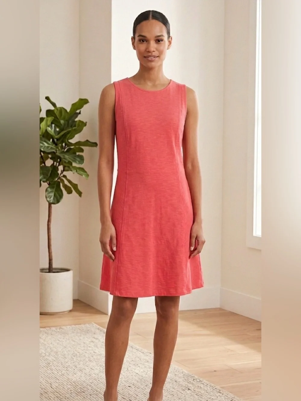 J. Crew Sleeveless Knit Princess Seam A-Line Dress - Style # 65236-Coral - Sz 12